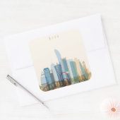 Doha, Qatar | City Skyline Vierkante Sticker (Envelop)