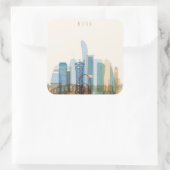 Doha, Qatar | City Skyline Vierkante Sticker (Tas)