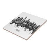Doha Qatar Skyline BW Tegeltje (Zijkant)