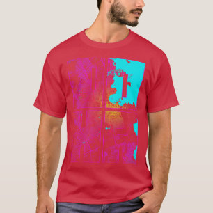 Doha Qatar Stadsplattegrond Typografie Neon T-shirt