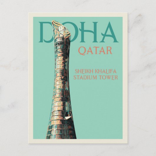 Doha Sheikh Khalifa Stadium illustratie Qatar Pos Briefkaart (Voorkant)