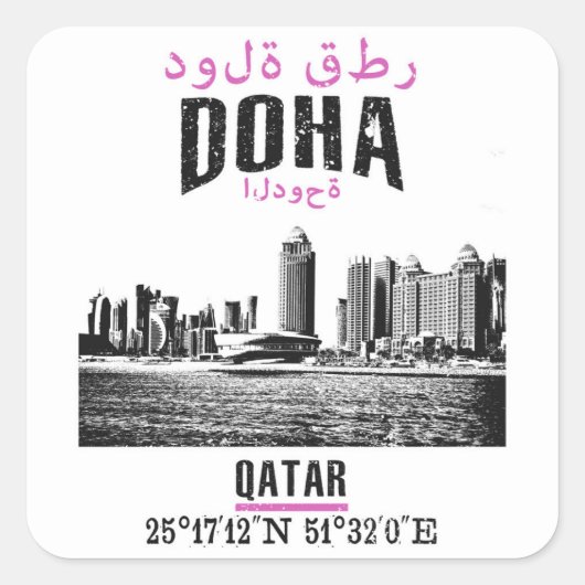 Doha Vierkante Sticker (Voorkant)