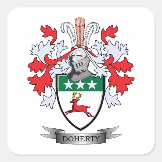 Doherty Coat of Arms Vierkante Sticker (Voorkant)