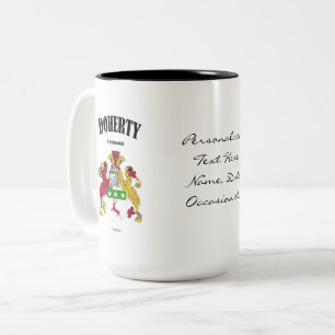 Doherty Family Crest, Vertaling & Betekenis Tweekleurige Koffiemok