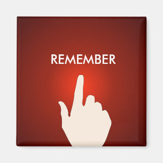 Doigt sur le bouton rouge brillant Magnet