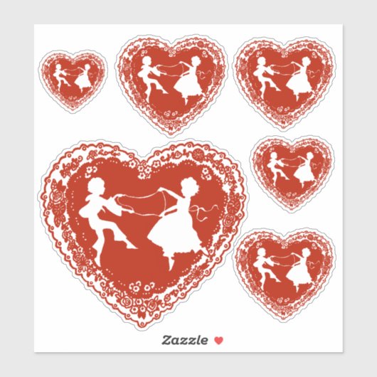  doily hart silhouet, diverse maten sticker (Vel)