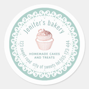 Doily lace Homemade cupcakes and trams Ronde Sticker