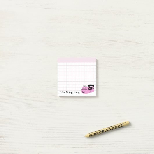 Doing Grote Roze Doodle Kat Post-it® Notes (Op bureau)