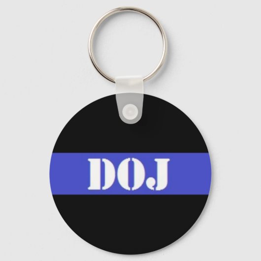 DOJ Thin Blue Line Law Enforcement Sleutelhanger (Voorkant)