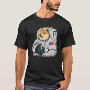 Dokoetot Moon Astronaut Cryptocurrency Shiba Inu M T-shirt