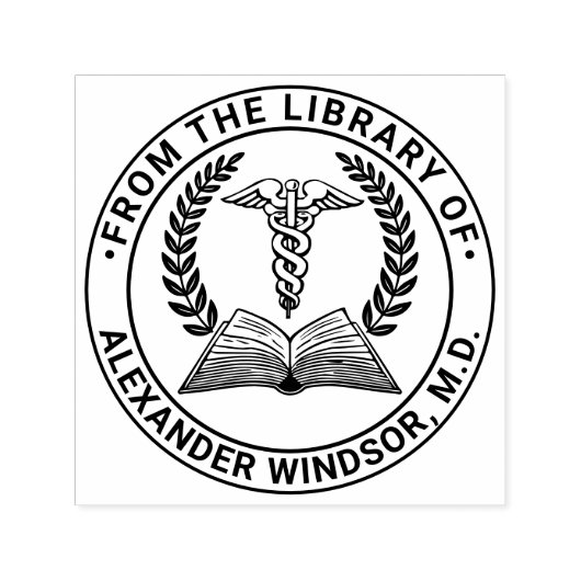 Dokter Caduceus 2LR Naam van het boek Zelfinktende Stempel (Design)