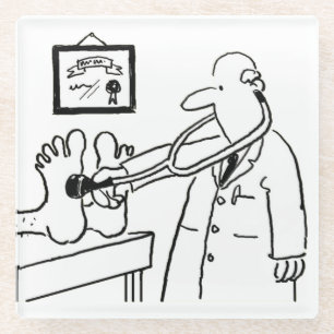 Dokter die zijn stethoscoop in Feet gebruikt. Grap Glazen Onderzetter