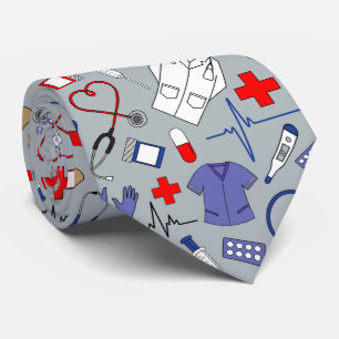 Dokter en Verpleegster Patroon Afstuderen Stropdas