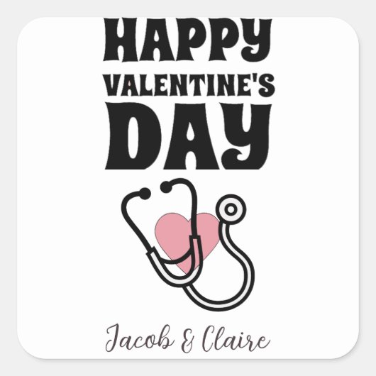 dokter, Happy valentines day personalize name Vierkante Sticker (Voorkant)