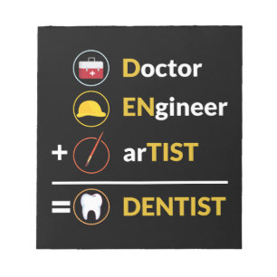 Dokter + ingenieur + kunstenaar = tandarts notitieblok