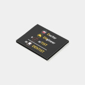 Dokter + ingenieur + kunstenaar = tandarts post-it® notes (Schuin)