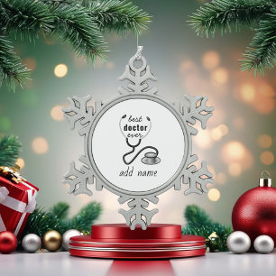 Dokter Stethoscoop Dokter Medisch Gepersonaliseerd Tin Sneeuwvlok Ornament