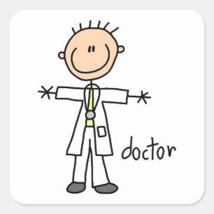 Dokter Stokfiguur Vierkante Sticker