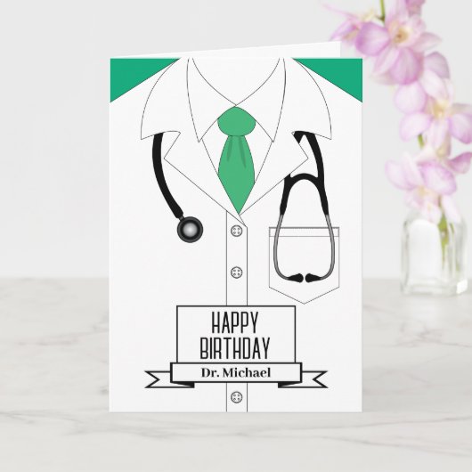 Dokter Uniform Happy Birthday Kaart (Orchidee)