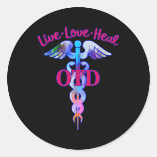 Dokter van Occupational Therapy OTD Live Love Heal Ronde Sticker