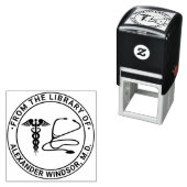 Dokter Verpleegster Caduceus Stethoscoop Boek Naam Zelfinktende Stempel (In situ)