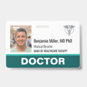 Dokter Verpleegster ID Badge Foto Logo Modern Rood (Voorzijde)