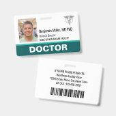 Dokter Verpleegster ID Badge Foto Logo Modern Rood (Voor- en achterkant)