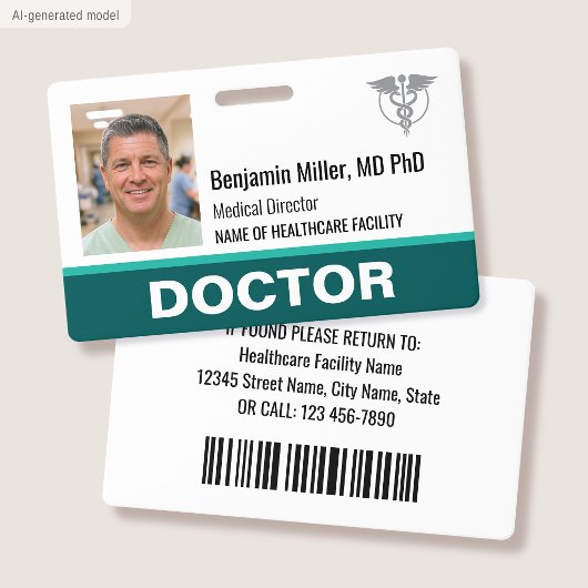Dokter Verpleegster ID Badge Foto Logo Modern Rood