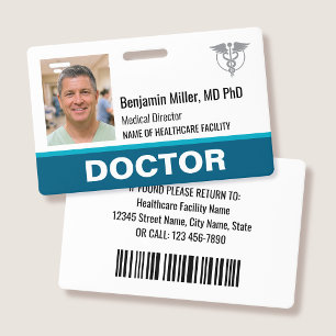 Dokter Verpleegster ID Badge Foto Logo Modern Teal