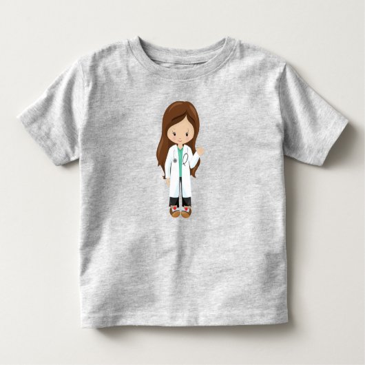 Dokter, verpleegster, stethoscoop, laklaag, bruin kinder shirts (Voorkant)