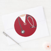 Dokter Ziekenhuis Scrubs Rood Ronde Sticker (Envelop)