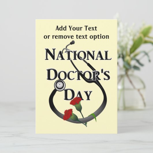 Doktersdag met anjers feestdagenkaart (Staand voorkant)