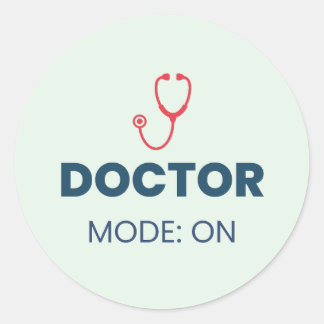 Doktersmodus Aan Grappig Medisch Ontwerp Ronde Sticker