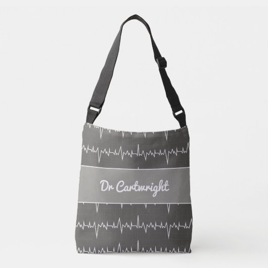 Doktersnaam aangepaste ECG ECG medisch hartgeschen Crossbody Tas (Voorkant)