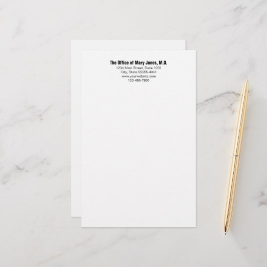 Dokterspraktijk Zwart en Wit Telefoon en Adres Briefpapier (Voorkant / Achterkant in situ)