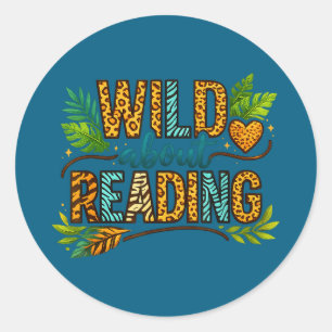 Dol op lezen boeken lezen en boekenwurm ronde sticker