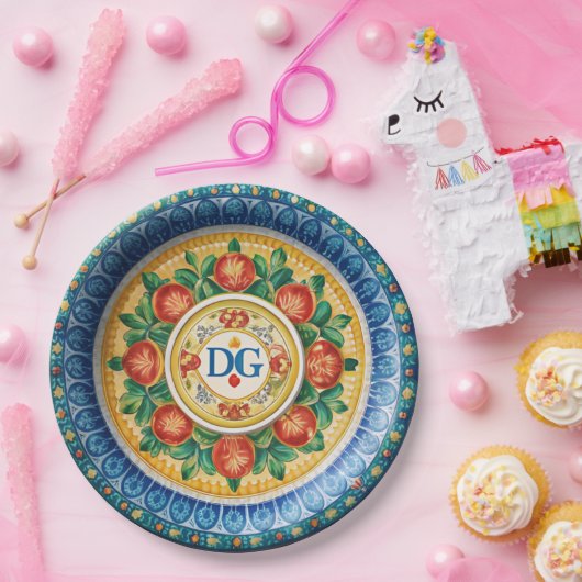 Dolce & Gabbana Carretto Siciliano Papier Borden Papieren Bordje (Feest)