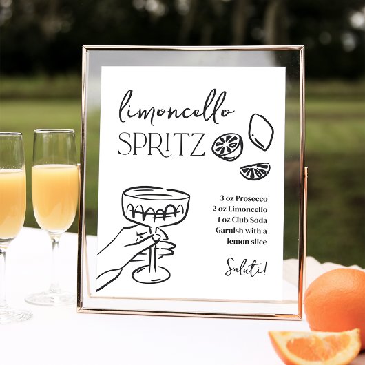 Dolce Vita Italiaans Limoncello Spritz Drink Teken Poster