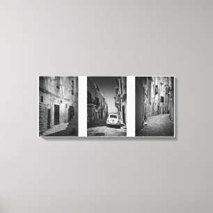 Dolce vita straten in zwart-wit canvas afdruk