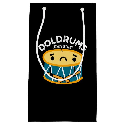 Doldrums Funny Sad Drummer Drum Pun Dark BG Klein Cadeauzakje (Voorkant)