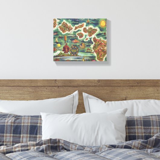 Dole Kaart van Hawaï 1950 · Joseph Feher olieverf Canvas Afdruk (Insitu (Slaapkamer))