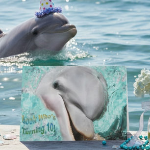 Dolfijn 10e verjaardagsfeest kaart