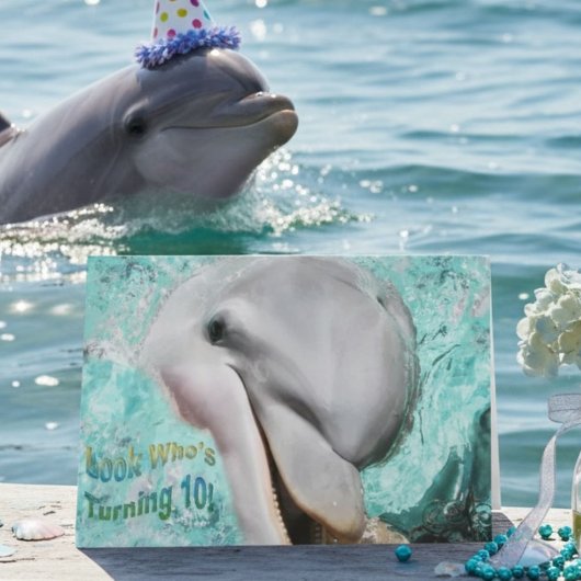 Dolfijn 10e verjaardagsfeest kaart