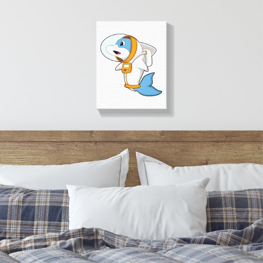 Dolfijn als astronaut met kostuum canvas afdruk (Insitu (Slaapkamer))