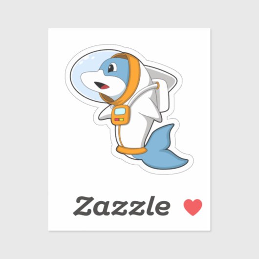 Dolfijn als astronaut met kostuum sticker (Vel)