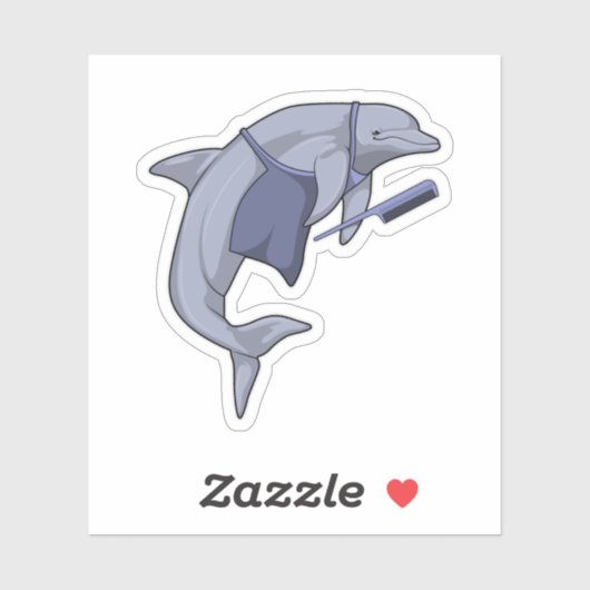 Dolfijn als hairdresser met Comb Sticker (Vel)