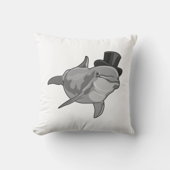 Dolfijn als heer met hoed kussen (Voorkant)