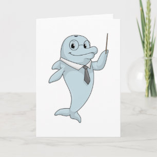 Dolfijn als leraar met aanwijsstok kaart
