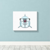 Dolfijn als Nerd met bril Canvas Afdruk (Insitu (Houten vloer))