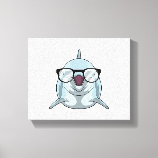 Dolfijn als Nerd met bril Canvas Afdruk (Voorkant)